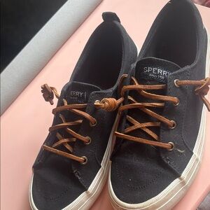 Sperry Black Sneakers with Tan Laces